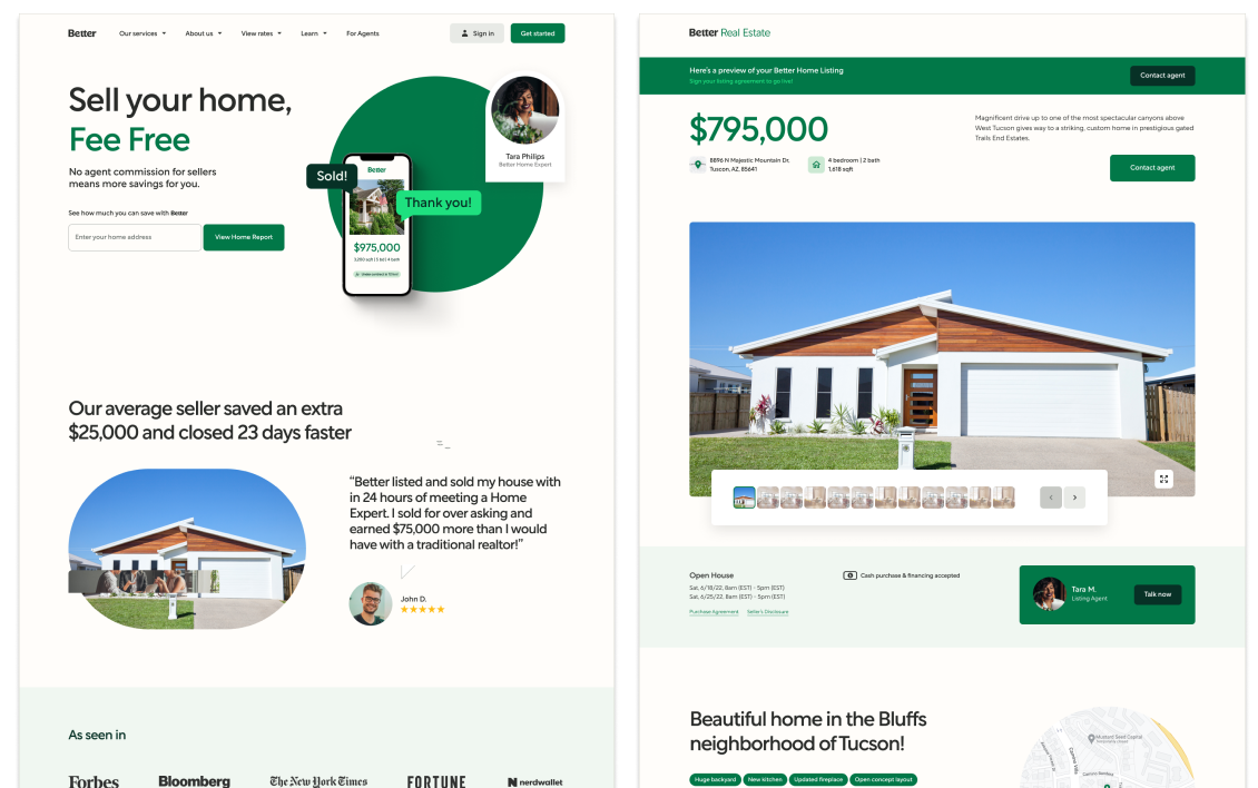 Better Real Estate screens