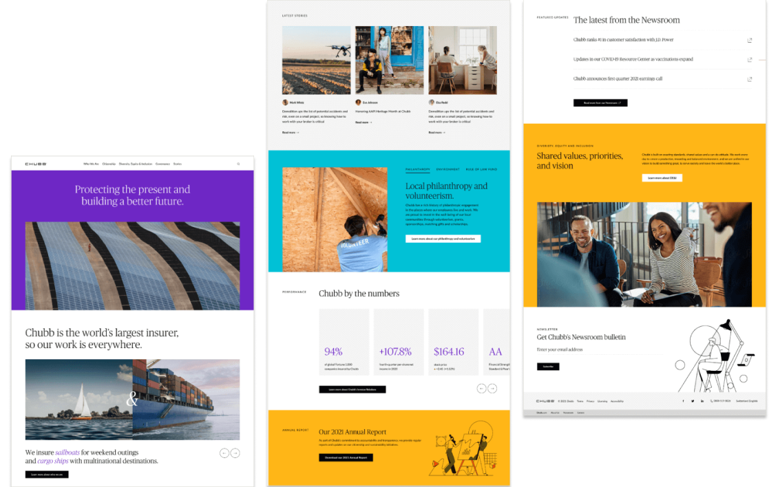 Chubb.com screens