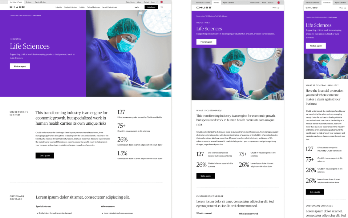 Chubb.com screens
